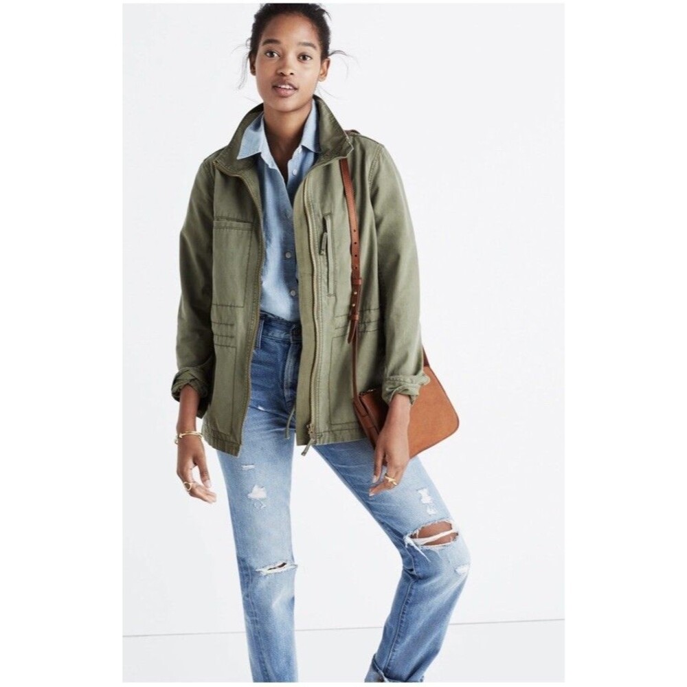 Madewell Fleet Jacket Military Utility Style Cotton Small Olive Green